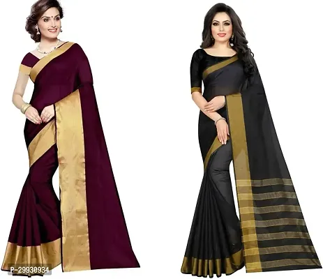 Stylish Fancy Georgette Saree With Blouse Piece Combo For Women Pack Of 2-thumb0