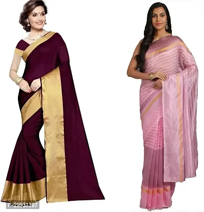 Stylish Fancy Georgette Saree With Blouse Piece Combo For Women Pack Of 2-thumb0