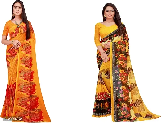 Stylish Fancy Georgette Saree With Blouse Piece For Women Pack Of 2-thumb0