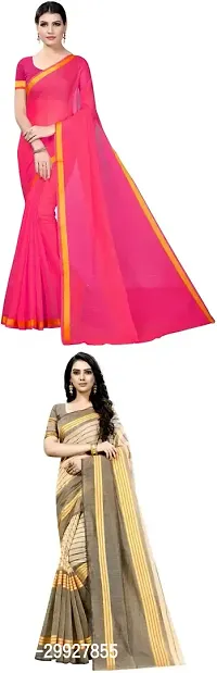 Stylish Fancy Art Silk Saree With Blouse Piece Combo For Women Pack Of 2-thumb0