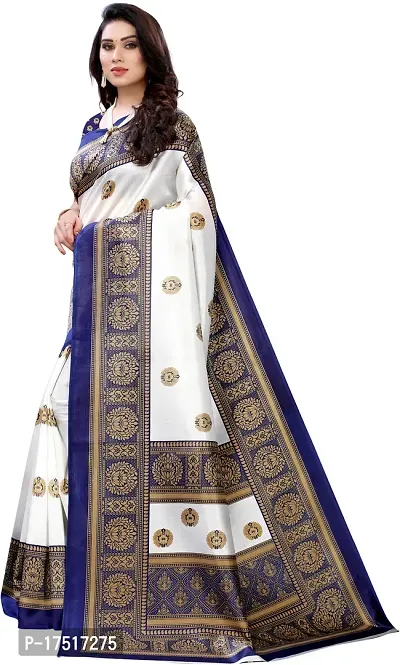 Women Stylish Art Silk Solid Saree with Blouse piece-thumb2