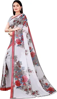 Women Stylish Georgette Printed Saree with Blouse piece-thumb1