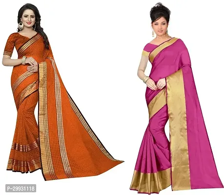 Stylish Fancy Georgette Saree With Blouse Piece Combo For Women Pack Of 2-thumb0