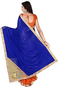 Stylish Fancy Silk Blend Saree With Blouse Piece For Women-thumb1