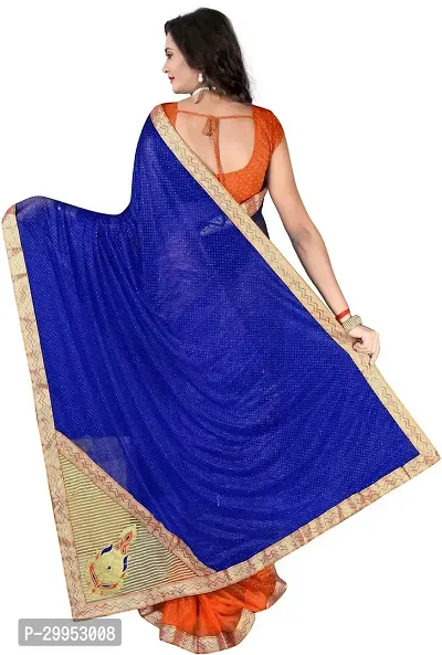 Stylish Fancy Silk Blend Saree With Blouse Piece For Women-thumb2