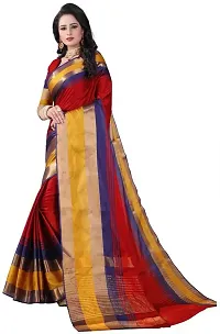 Stylish Fancy Cotton Silk Saree With Blouse Piece For Women-thumb1