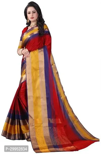 Stylish Fancy Cotton Silk Saree With Blouse Piece For Women-thumb2