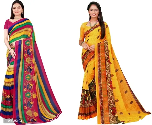 Stylish Fancy Georgette Saree With Blouse Piece Combo For Women Pack Of 2-thumb0