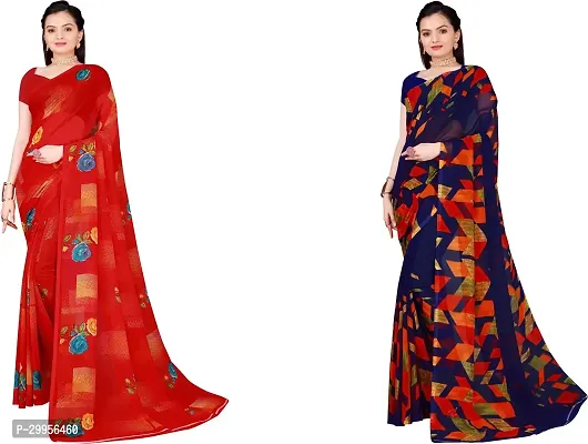 Stylish Fancy Georgette Saree With Blouse Piece For Women Pack Of 2-thumb0