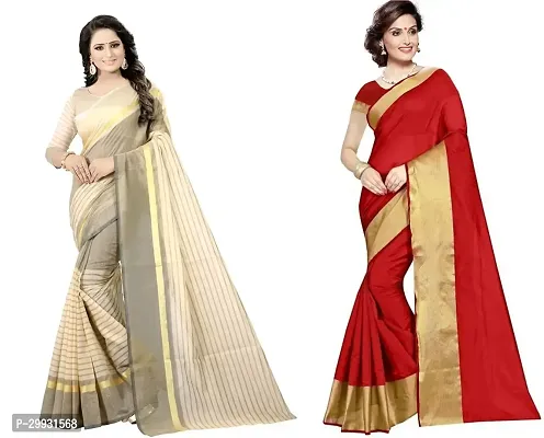 Stylish Fancy Georgette Saree With Blouse Piece Combo For Women Pack Of 2-thumb0