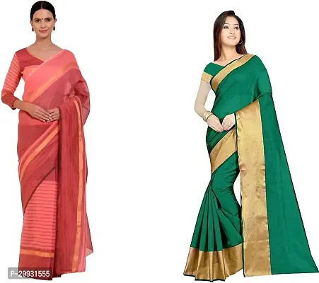 Stylish Fancy Georgette Saree With Blouse Piece Combo For Women Pack Of 2-thumb0