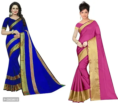 Stylish Fancy Georgette Saree With Blouse Piece Combo For Women Pack Of 2-thumb0