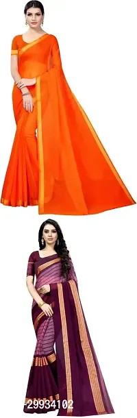 Stylish Fancy Art Silk Saree With Blouse Piece For Women Pack Of 2-thumb0