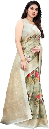 Women Stylish Art Silk Printed Saree with Blouse piece-thumb2