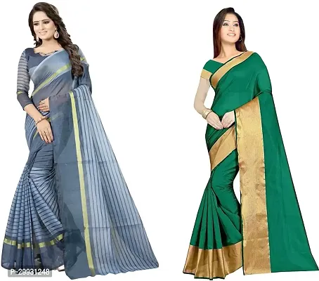 Stylish Fancy Georgette Saree With Blouse Piece Combo For Women Pack Of 2