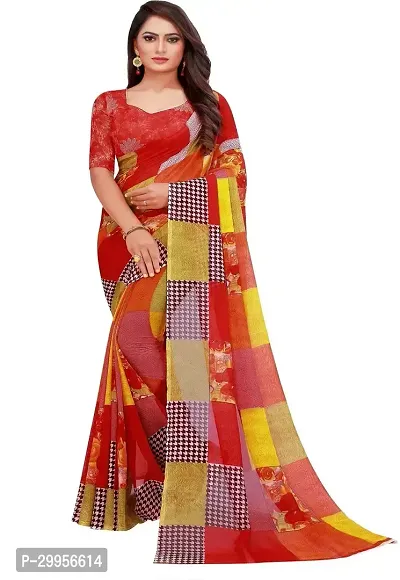 Stylish Fancy Georgette Saree With Blouse Piece For Women-thumb0