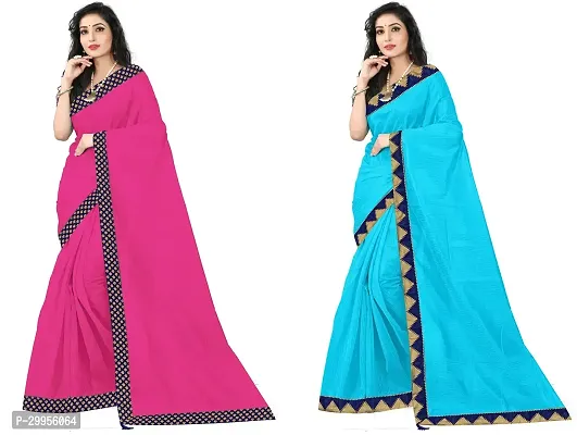 Stylish Fancy Art Silk Saree With Blouse Piece For Women Pack Of 2-thumb0