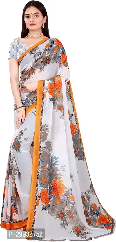 Stylish Fancy Georgette Saree With Blouse Piece For Women-thumb0