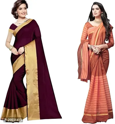 Stylish Fancy Georgette Saree With Blouse Piece Combo For Women Pack Of 2-thumb0