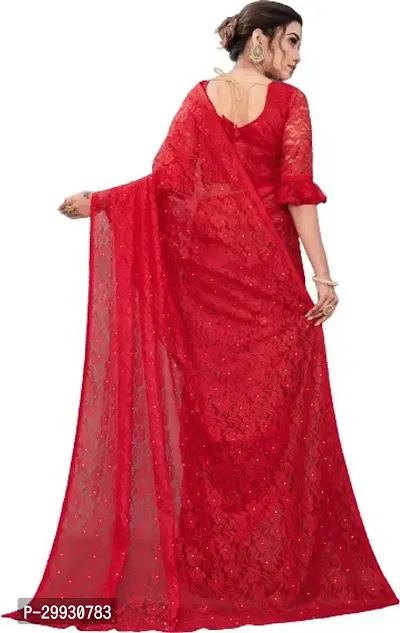 Stylish Fancy Net Saree With Blouse Piece For Women-thumb2