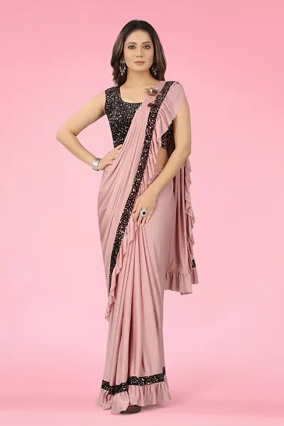 Hot Selling Lycra Saree with Blouse piece 