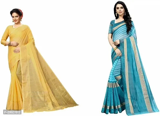 Stylish Fancy Art Silk Saree With Blouse Piece Combo For Women Pack Of 2-thumb0