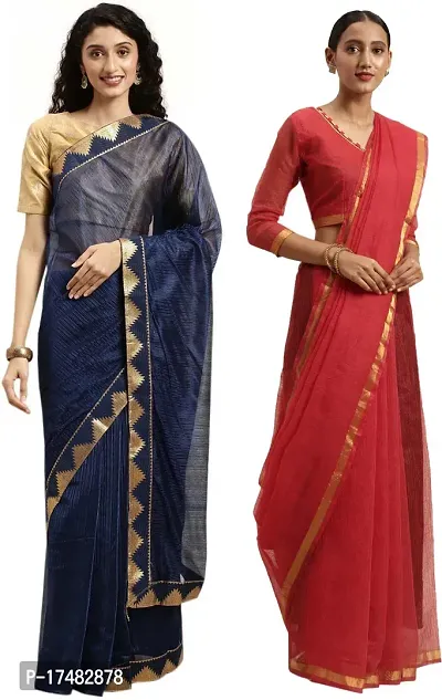 Women Stylish Cotton Silk Self Pattern Saree with Blouse piece