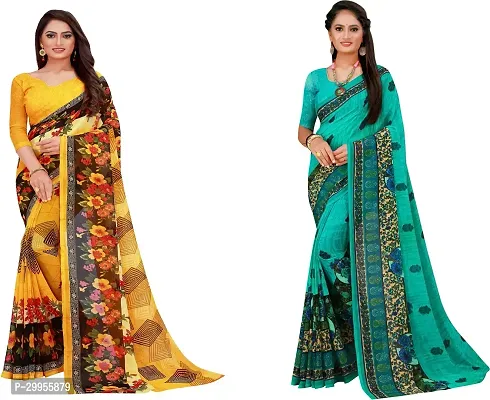 Stylish Fancy Georgette Saree With Blouse Piece For Women Pack Of 2-thumb0