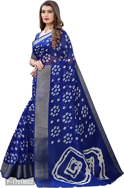 Women Stylish Cotton Silk Printed Saree with Blouse piece-thumb2