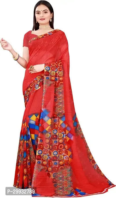 Stylish Fancy Georgette Saree With Blouse Piece For Women-thumb0