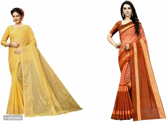 Stylish Fancy Art Silk Saree With Blouse Piece For Women Pack Of 2-thumb0