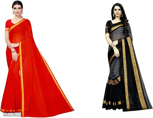 Stylish Fancy Art Silk Saree With Blouse Piece Combo For Women Pack Of 2-thumb0