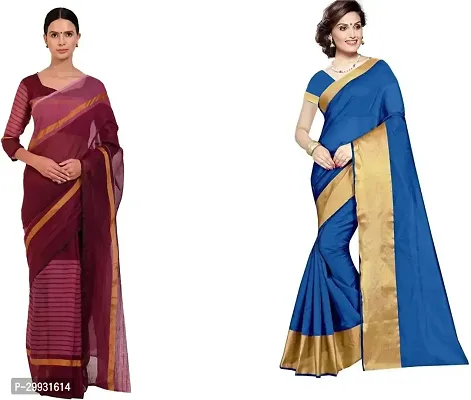 Stylish Fancy Georgette Saree With Blouse Piece Combo For Women Pack Of 2-thumb0