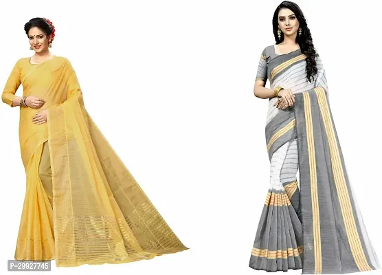 Stylish Fancy Art Silk Saree With Blouse Piece Combo For Women Pack Of 2-thumb0