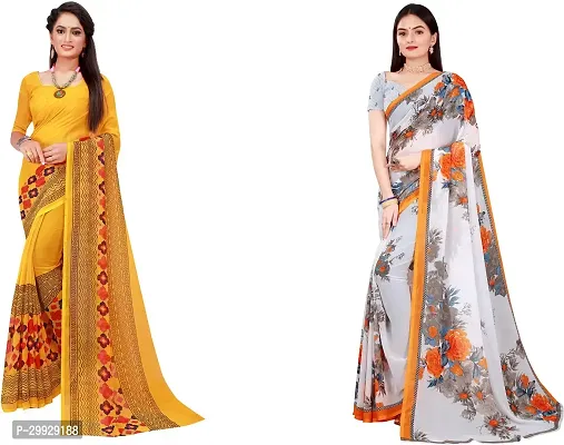 Stylish Fancy Georgette Saree With Blouse Piece Combo For Women Pack Of 2-thumb0