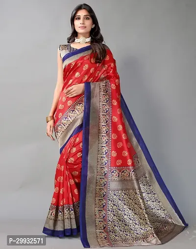 Stylish Fancy Cotton Silk Saree With Blouse Piece For Women-thumb0