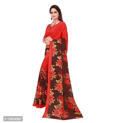 Todaydeal Red Printed Georgette saree with Blouse-thumb2