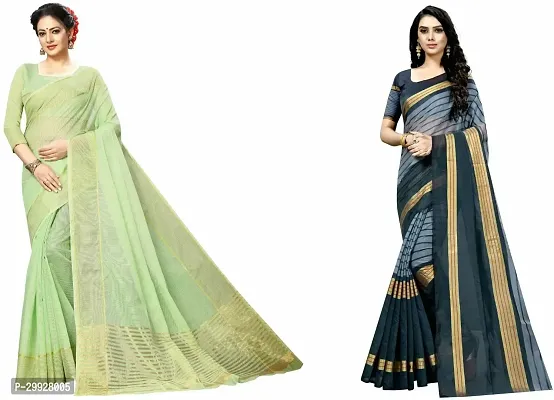 Stylish Fancy Art Silk Saree With Blouse Piece Combo For Women Pack Of 2-thumb0