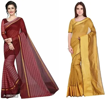 Stylish Fancy Georgette Saree With Blouse Piece Combo For Women Pack Of 2-thumb0