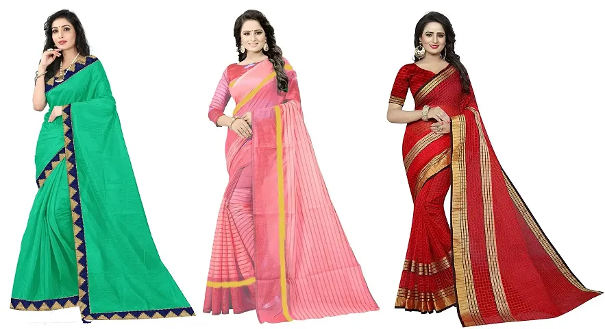 Glamorous Cotton Silk Saree with Blouse piece 