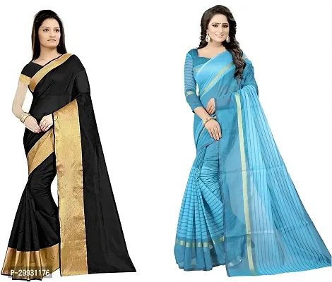 Stylish Fancy Georgette Saree With Blouse Piece Combo For Women Pack Of 2-thumb0