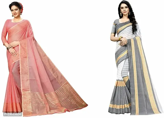 Stylish Fancy Art Silk Saree With Blouse Piece For Women Pack Of 2-thumb0