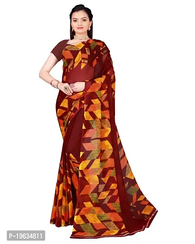 Todaydeal Women  Maroon Georgette Foil Printed Saree With Unstithed Blouse(Fl-Georgette63, Free Size)-thumb0