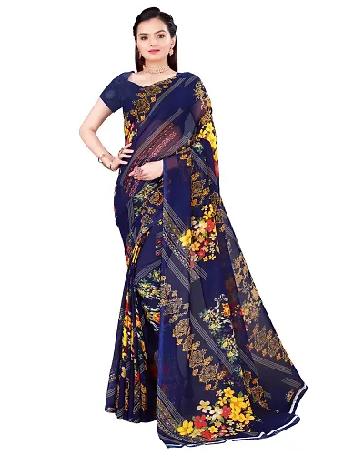 Todaydeal Women Georgette Foil Saree With Unstithed Blouse(Fl-Georgette59, Free Size)