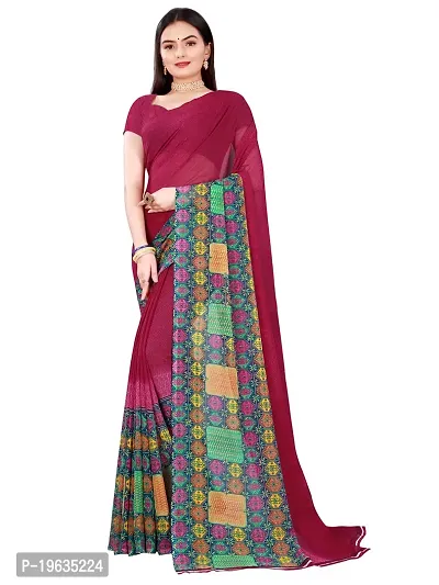 Todaydeal Women  Pink Georgette Ethnic Motif Printed Saree With Unstitched Blouse