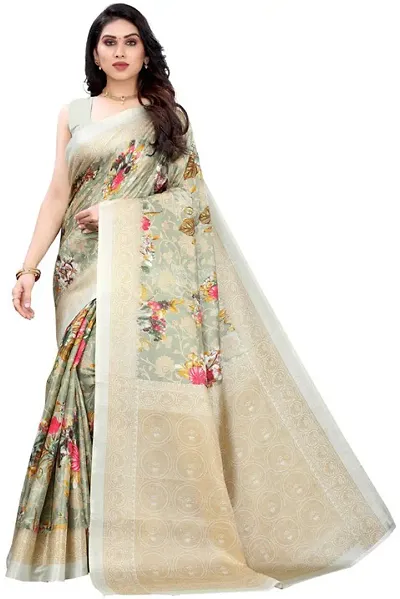 Stylish Art Silk Printed Saree With Blouse Piece