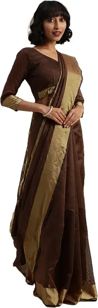 Women Stylish Art Silk Solid Saree with Blouse piece-thumb2