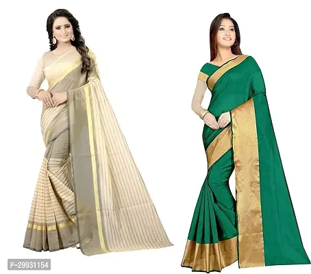 Stylish Fancy Georgette Saree With Blouse Piece Combo For Women Pack Of 2-thumb0