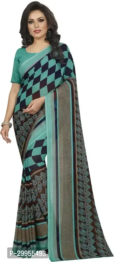 Stylish Fancy Georgette Saree With Blouse Piece For Women-thumb0