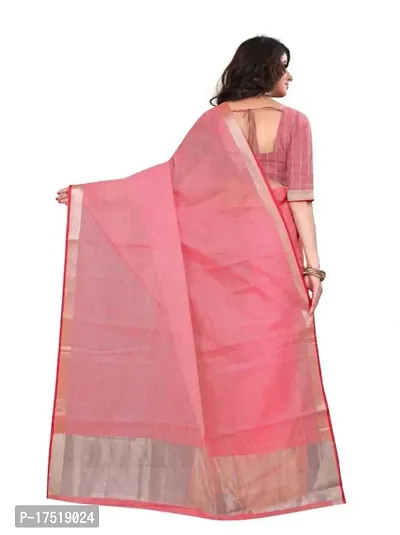 Women Stylish Cotton Silk Solid Saree with Blouse piece-thumb2